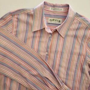 Orvis Women's Size 10 Striped Long Sleeve Button Down Shirt‎ Multicolor